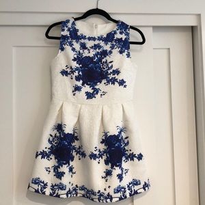 Blue and white floral dress
